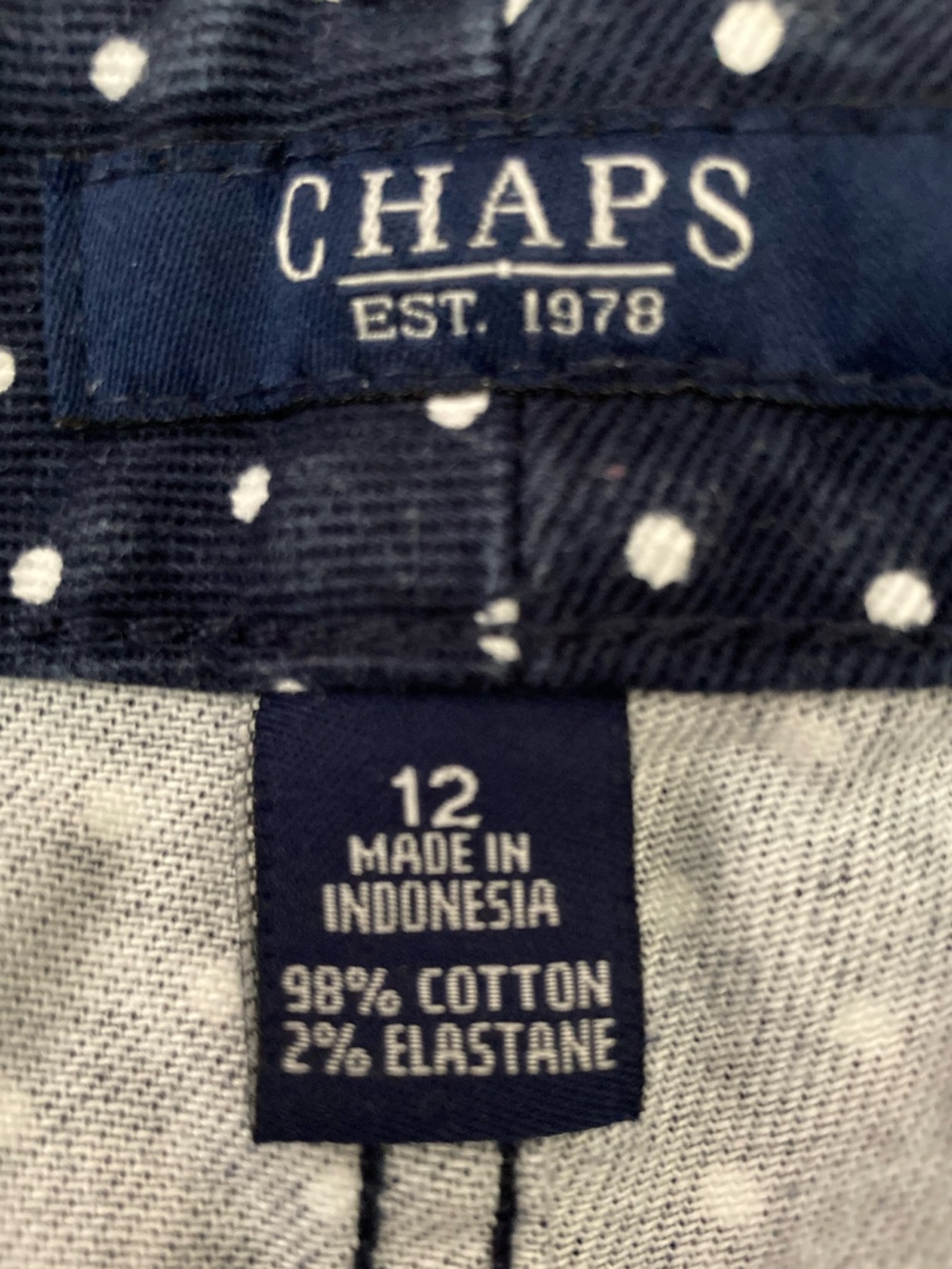 Chaps WOMENS Navy Polka Dot Capri jeans size 12 - Picture 11 of 12